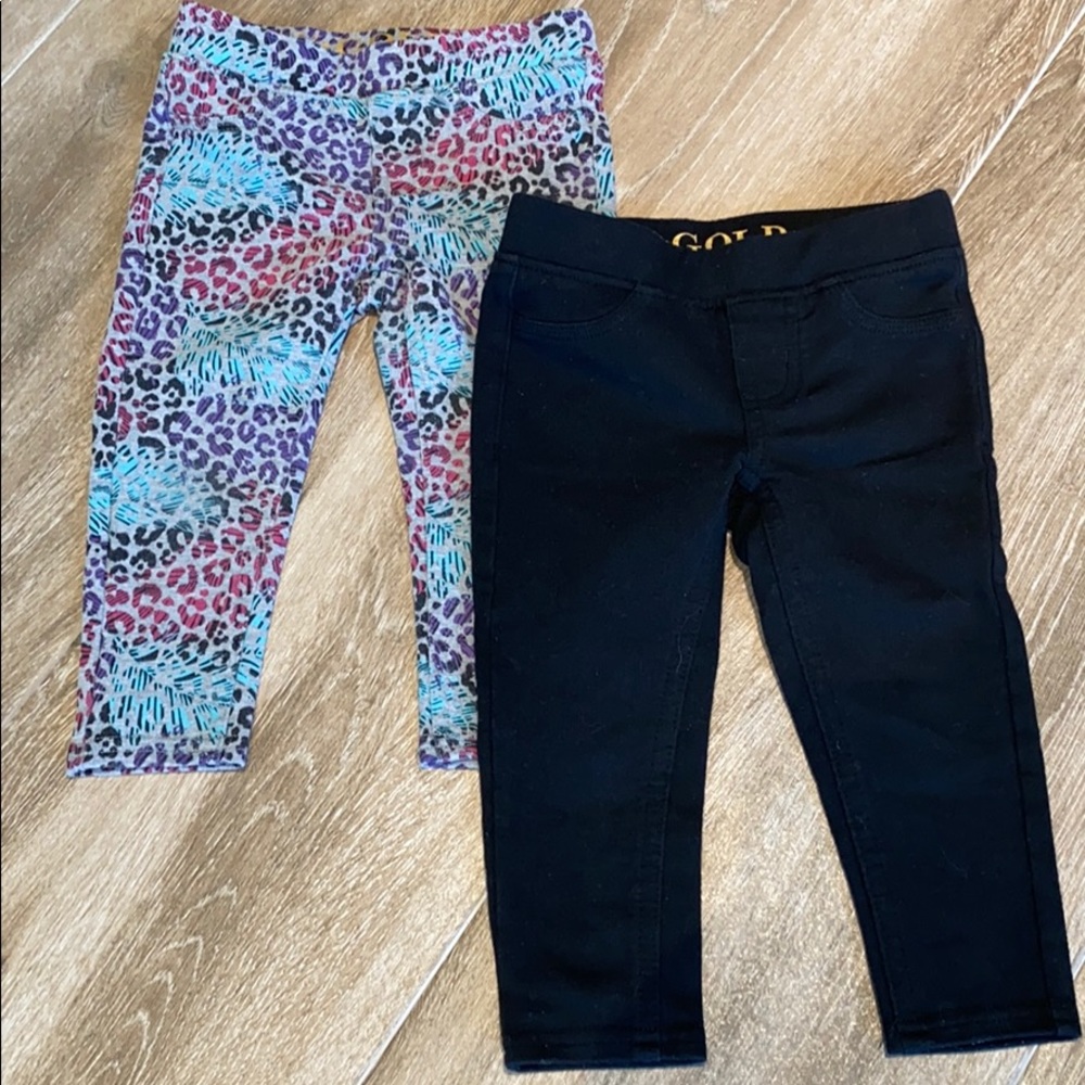 V-GOLD BLACK & PRINT JEGGINGS